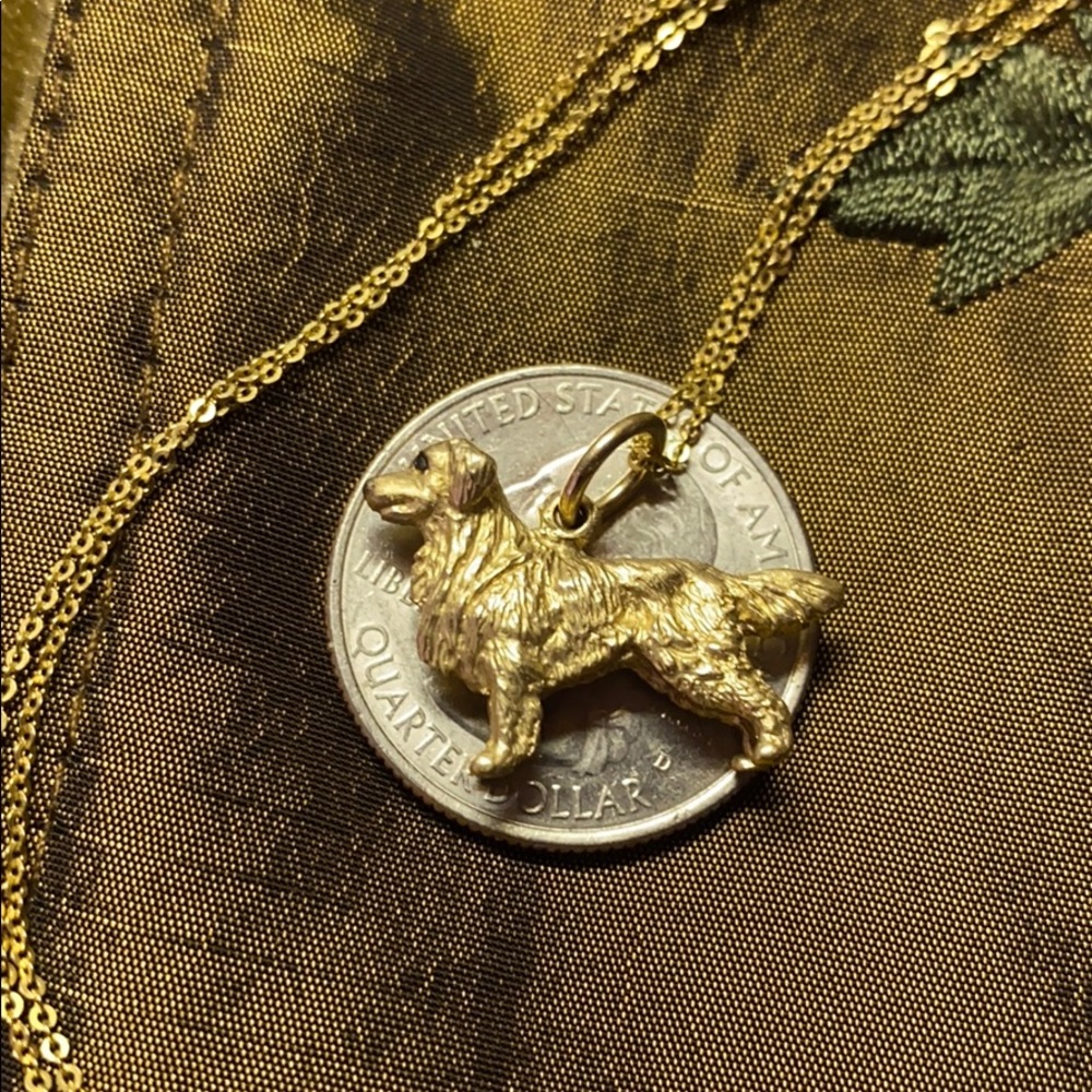 14k golden retriever pendant